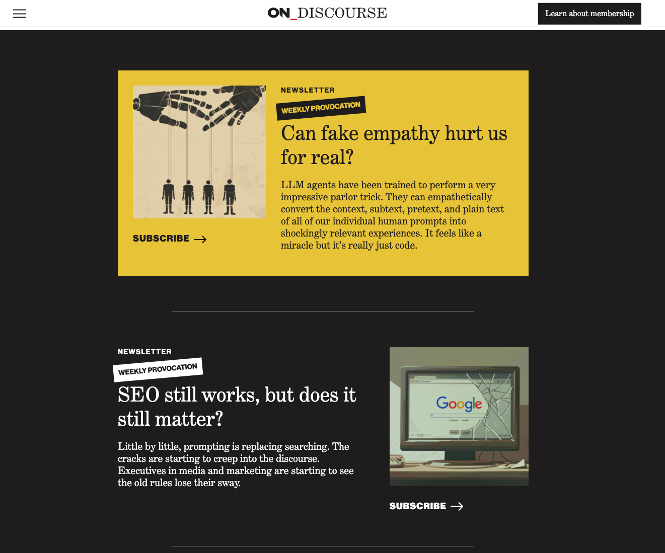 Weekly Provocation newsletter